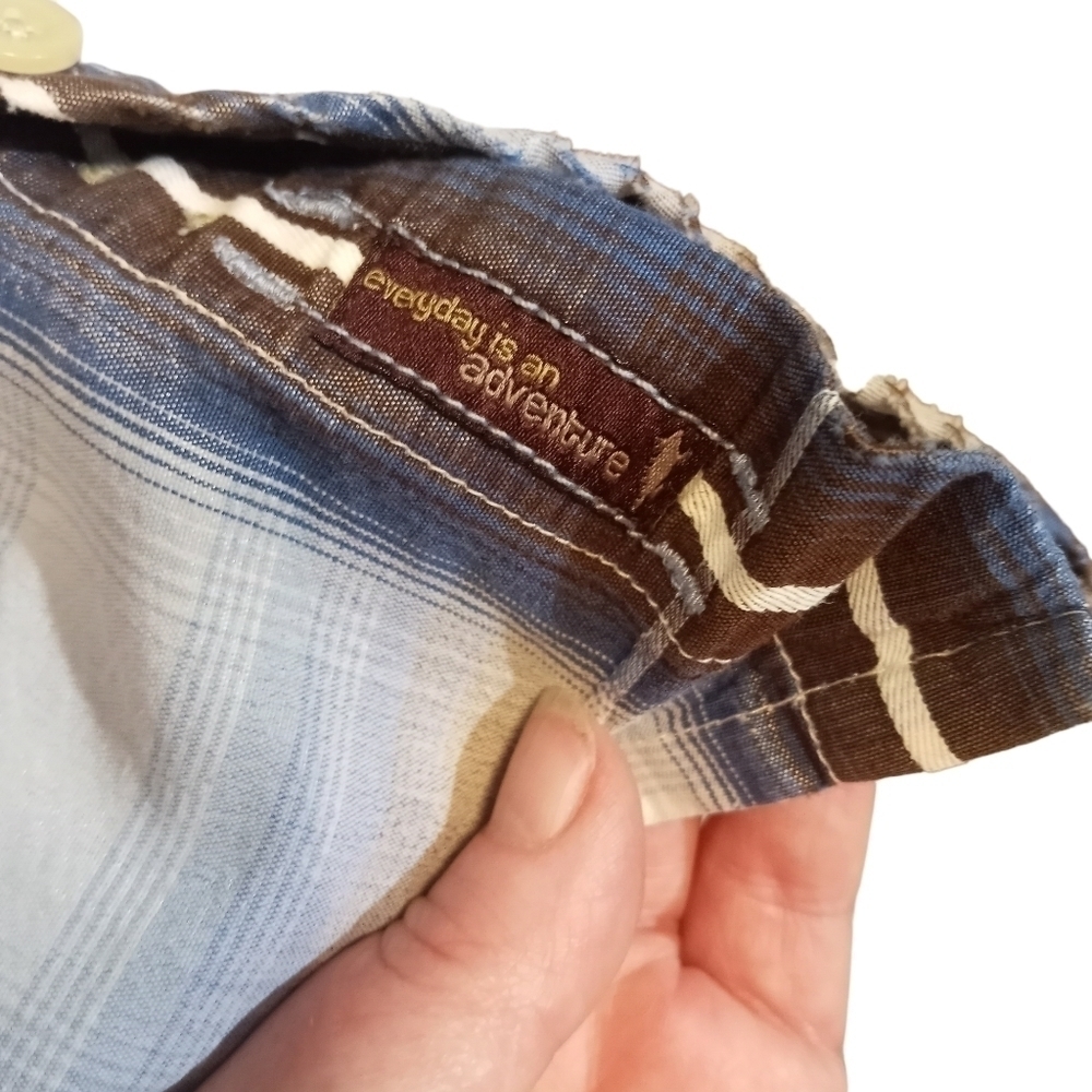 Horny Toad Blue / Brown Plaid Button-up Long Sleeve Men's Shirt Size Large - Picture 10 of 12
